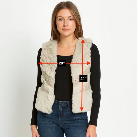 Aryn K 100% Rabbit Fur Vest White Size Medium - Picture 2 of 7